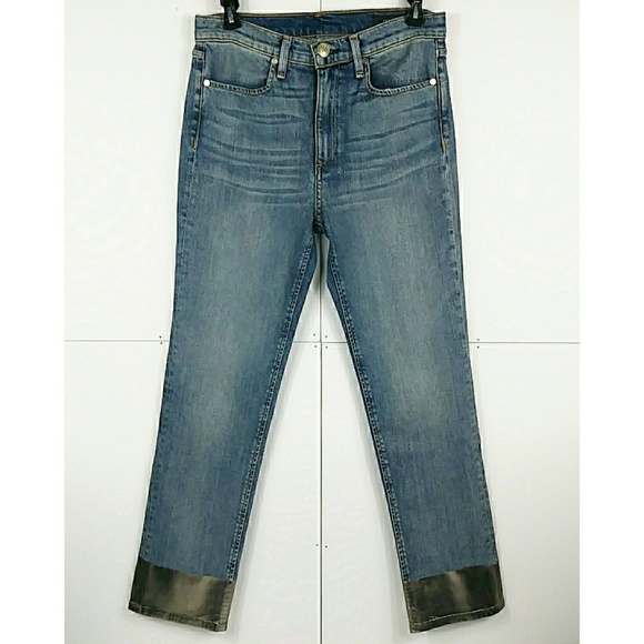 NWT Rag & Bone Gold Dip Dye Trim Ankle Cigarette - Picture 2 of 8